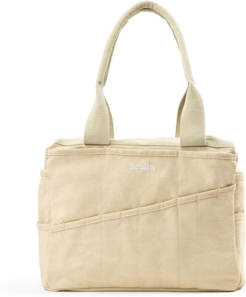 Soolla Studio Bag: Pottery Tool Bag & Craft Storage, Art Supply Organizer, Washable Tote, Knitting Yarn, Crochet Projects, 30 Pockets, 20+ Canvas Colors, Gift for Artists & Teachers (Boho Beige) - Image 1